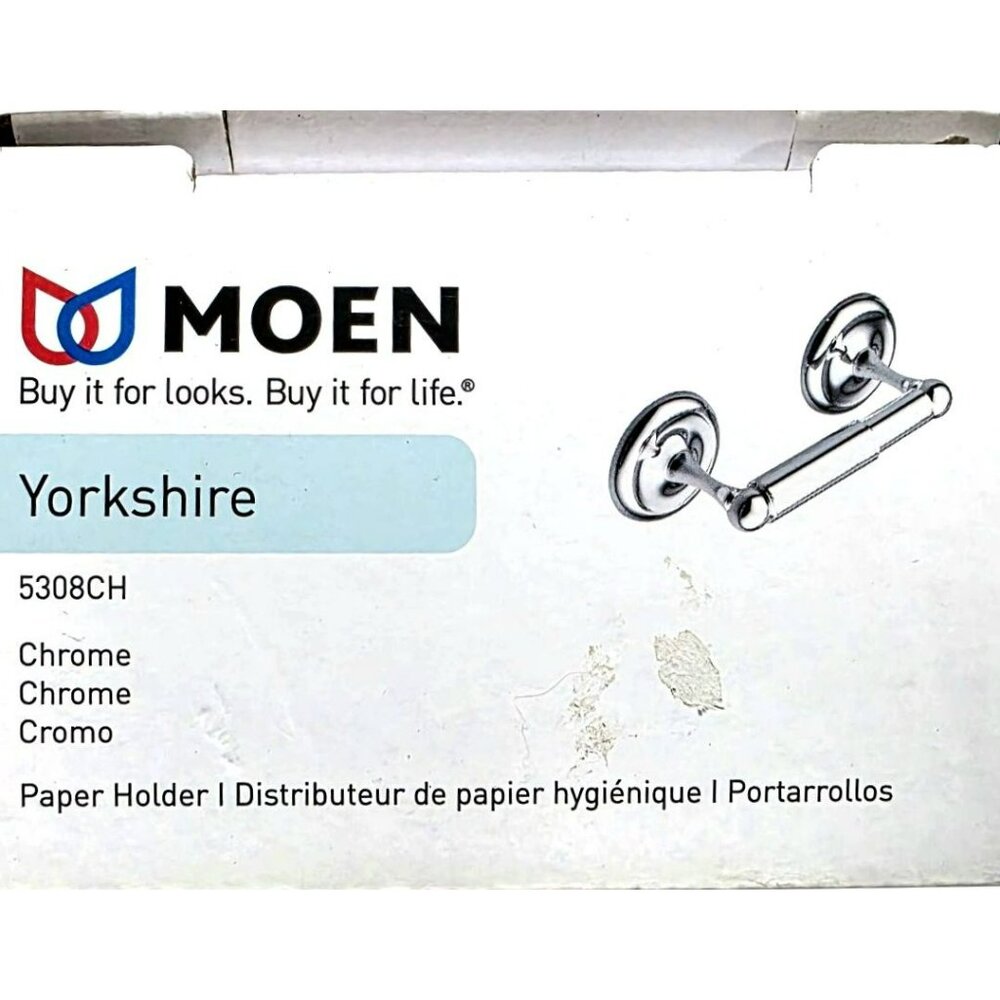 New Moen Chrome Toilet Paper Roll Holder Wall Mount Yorkshire Bathroom Accessory - Picture 2 of 5